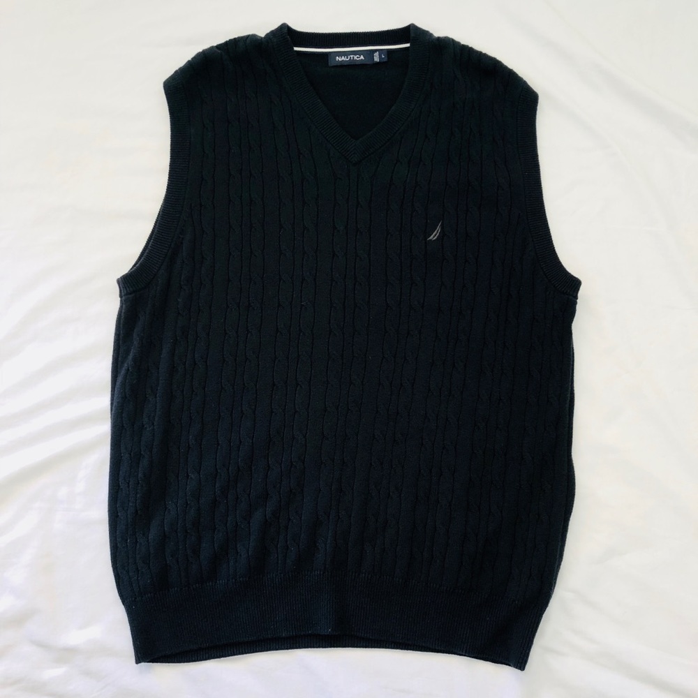 Men’s Nautica Sweater Vest - Black - Large